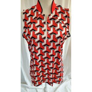 Tail Womens Large Golf Polo Sleeveless Mandarin Collar Geometic Cheveron Print